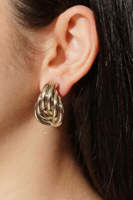 Kalın Kabartma Küpe Gümüş - İNCİ BİJÜTERİ