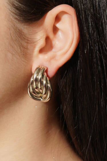 Kalın Kabartma Küpe Gümüş - Küpe