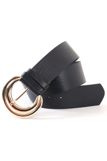 Kalın Tokalı Siyah Kemer - Deri Kemer