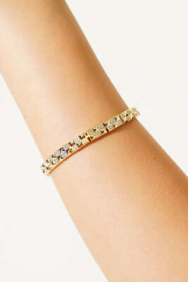 Kalın Zincirli Taşlı Bileklik Gold - Bileklik