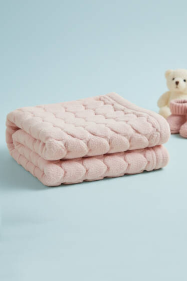 Kalp Desenli Bebek Battaniye Pembe - Battaniye