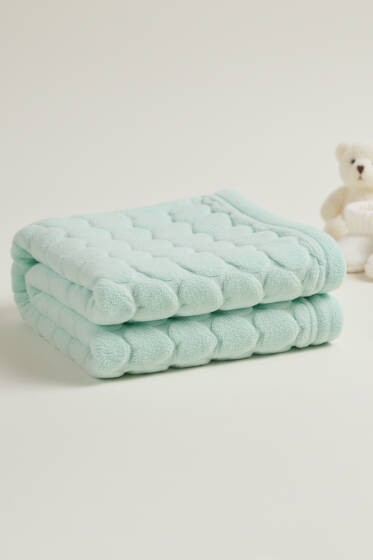 Kalp Desenli Bebek Battaniye Yeşil - Battaniye