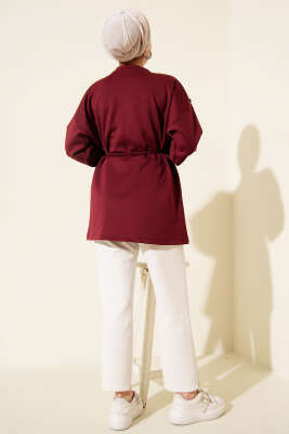 Kalp Desenli İnci Detaylı Tunik Bordo - Tunik