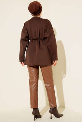 Kalp Desenli İnci Detaylı Tunik Kahve - Tunik