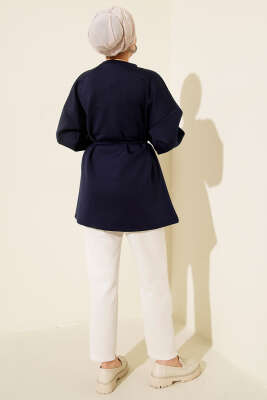 Kalp Desenli İnci Detaylı Tunik Lacivert - Tunik