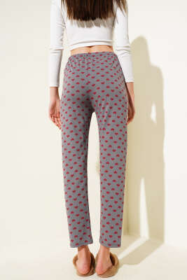 Kalp Desenli Pijama Altı Füme - Kadın Pijama Takımı