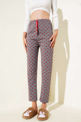 Kalp Desenli Pijama Altı Füme 