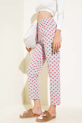 Kalp Desenli Pijama Altı Gri - Pijama
