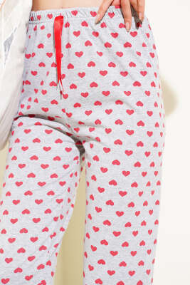 Kalp Desenli Pijama Altı Gri - Pijama