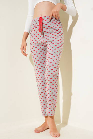 Kalp Desenli Pijama Altı Kayrak Grisi - Kadın Pijama Takımı