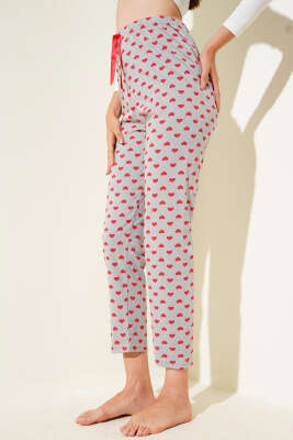 Kalp Desenli Pijama Altı Kayrak Grisi - Kadın Pijama Takımı