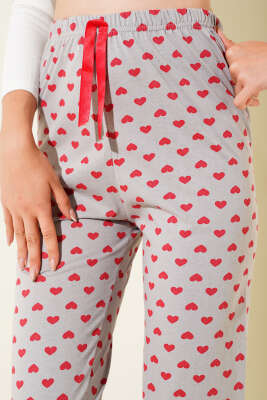 Kalp Desenli Pijama Altı Kayrak Grisi - Kadın Pijama Takımı