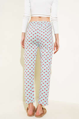 Kalp Desenli Pijama Altı Mint - Pijama & Gecelik