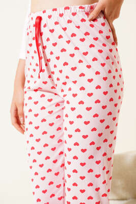 Kalp Desenli Pijama Altı Pembe - Kadın Pijama Takımı