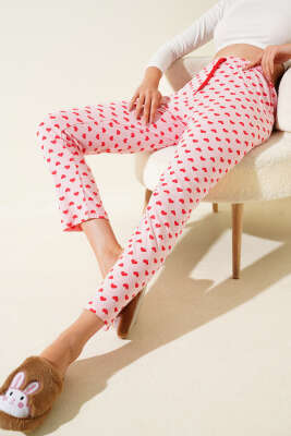 Kalp Desenli Pijama Altı Pembe - Kadın Pijama Takımı