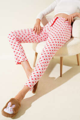 Kalp Desenli Pijama Altı Pembe 