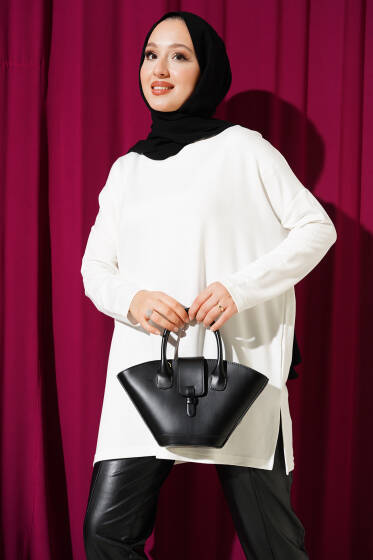 Kalp Detaylı Basic Tunik Ekru - Tunik