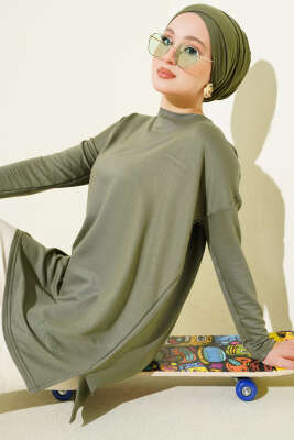 Kalp Detaylı Basic Tunik Haki - SAS