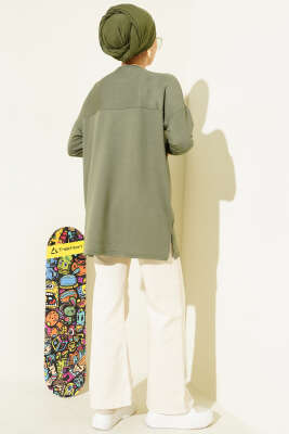 Kalp Detaylı Basic Tunik Haki - Tunik