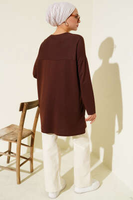 Kalp Detaylı Basic Tunik Kahve - Tunik