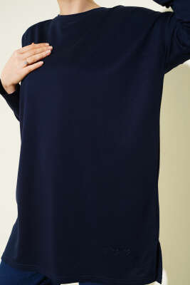Kalp Detaylı Basic Tunik Koyu Lacivert - Tunik