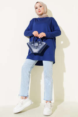 Kalp Detaylı Basic Tunik Lacivert - Tunik