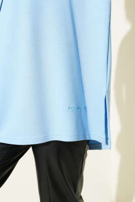Kalp Detaylı Basic Tunik Mavi - Tunik