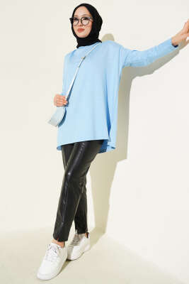 Kalp Detaylı Basic Tunik Mavi - Yılın Fırsatı