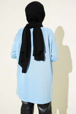 Kalp Detaylı Basic Tunik Mavi - Yılın Fırsatı