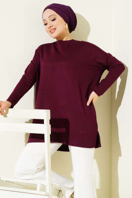 Kalp Detaylı Basic Tunik Mürdüm - SAS