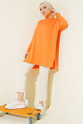 Kalp Detaylı Basic Tunik Oranj - Tunik