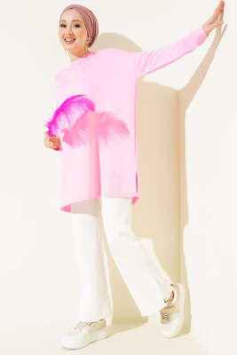 Kalp Detaylı Basic Tunik Pembe - 300-500 TL Ürünler