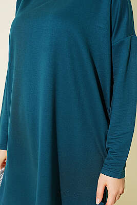 Kalp Detaylı Basic Tunik Petrol - Tunik