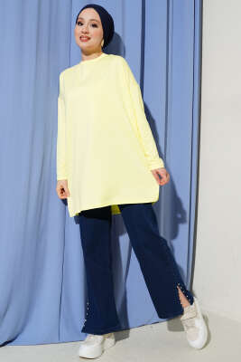 Kalp Detaylı Basic Tunik Sarı - Tunik