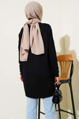 Kalp Detaylı Basic Tunik Siyah - Tunik