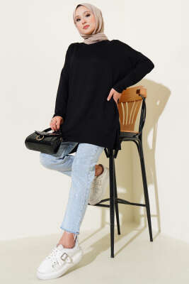 Kalp Detaylı Basic Tunik Siyah - Yılın Fırsatı