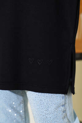 Kalp Detaylı Basic Tunik Siyah - Yılın Fırsatı