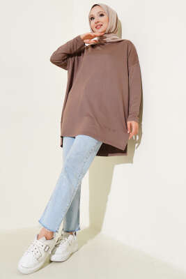 Kalp Detaylı Basic Tunik Vizon - Tunik