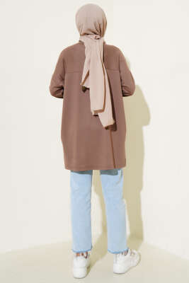 Kalp Detaylı Basic Tunik Vizon - Tunik