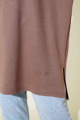 Kalp Detaylı Basic Tunik Vizon - Tunik