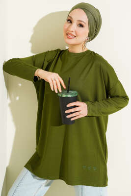 Kalp Detaylı Basic Tunik Yeşil 