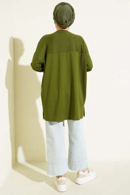 Kalp Detaylı Basic Tunik Yeşil - Tunik