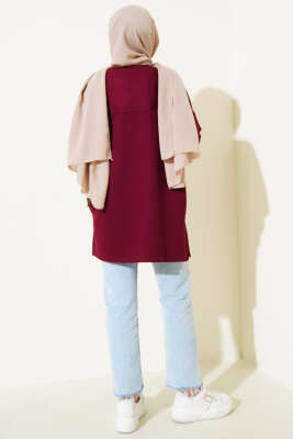Kalp Detaylı Basic Tunik Bordo - Tunik