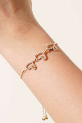 Kalp Detaylı Bileklik Gold - KONYALI BİJUTERİ