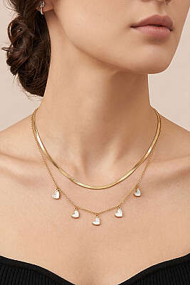 Kalp Detaylı İtalyan Zincir Kolye Gold - DEMİR BİJUTERİ