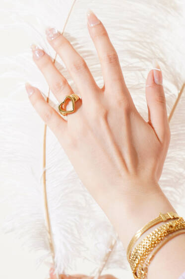 Kalp Figürlü Yüzük Gold - Yüzük