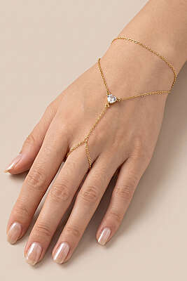 Kalp Mini Taş Detaylı Şahmeran Gold - DEMİR BİJUTERİ