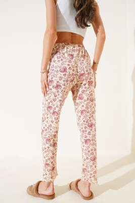 Kalp Motifli Pijama Altı Bej - Kadın Pijama Takımı