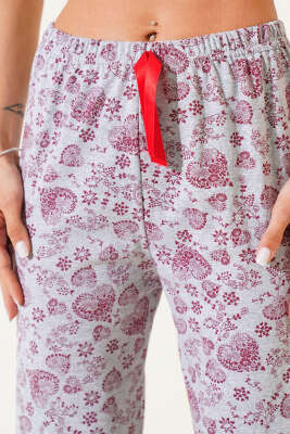 Kalp Motifli Pijama Altı Gri - Pijama
