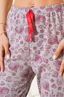 Kalp Motifli Pijama Altı Kayrak Grisi - Pijama